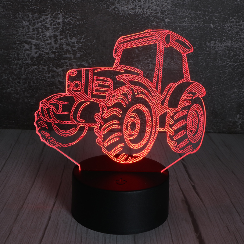 3d亞克力小夜燈創意led插電（diàn）遙控亞克力（lì）小夜燈拖拉機定製