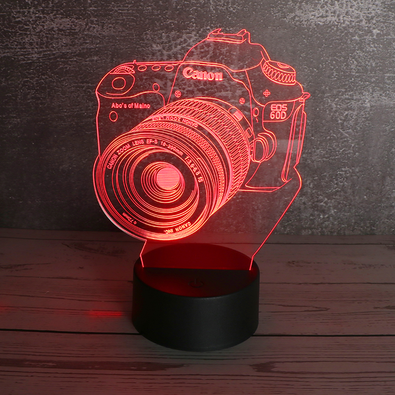 3d亞克力diy小夜燈（dēng）創意七彩led亞克（kè）力小夜燈照相機定製