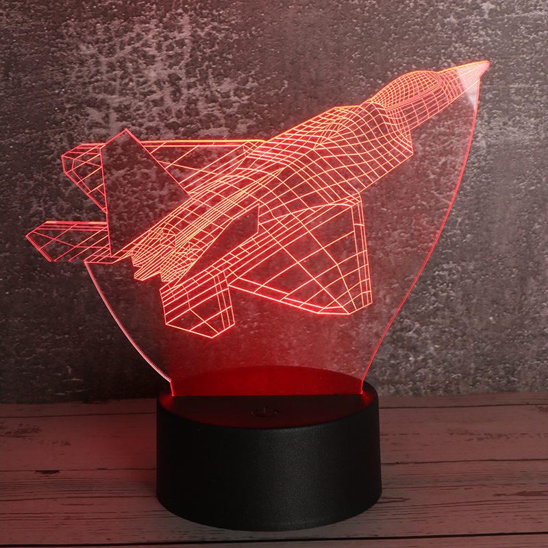 3d立（lì）體小夜燈（dēng）創意（yì）亞（yà）克力小（xiǎo）夜燈led觸控（kòng）小夜燈飛（fēi）機定製