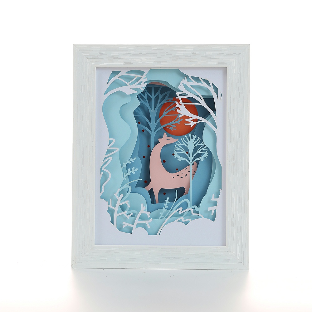 創意（yì）3d紙雕燈麋（mí）鹿光影紙雕燈動物疊影燈廠家定製