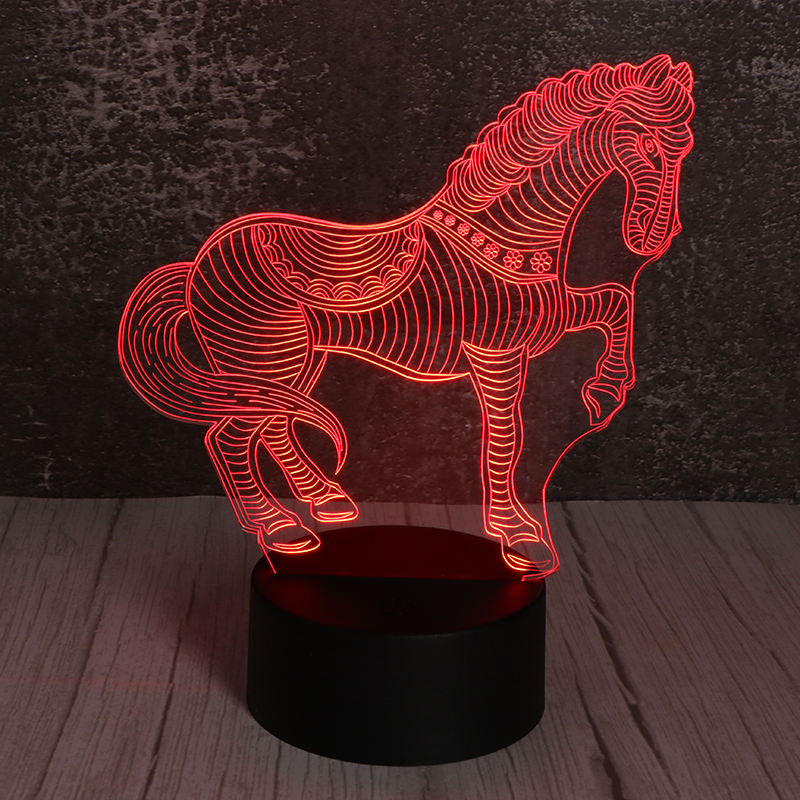 3d立體小夜燈創意亞克力立體小夜燈七彩小夜燈千（qiān）裏馬定製