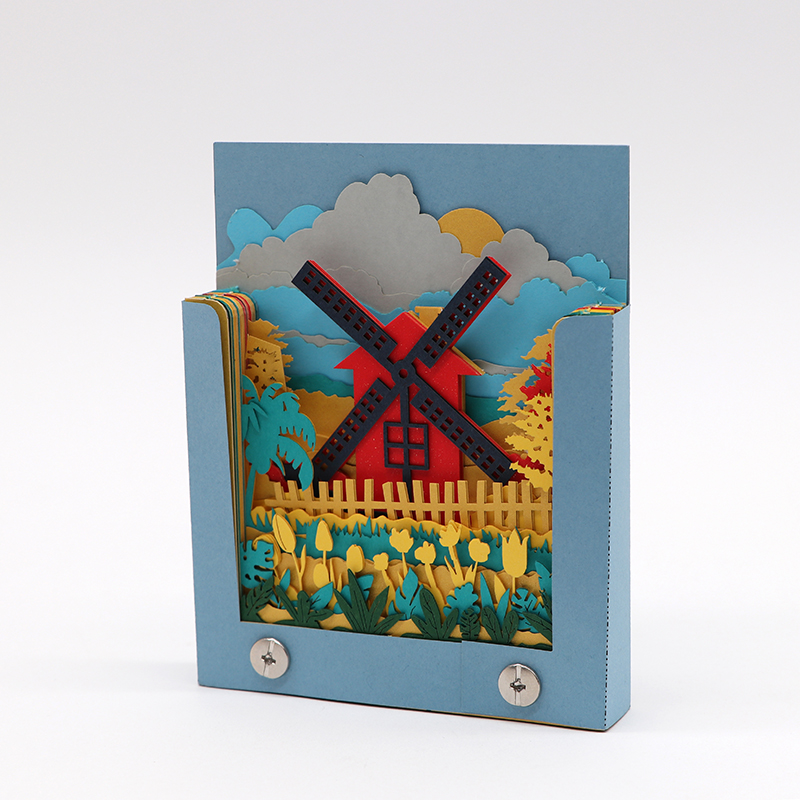 3d藝術便簽薄款立體創意風車模型便簽紙（zhǐ）廠家定製