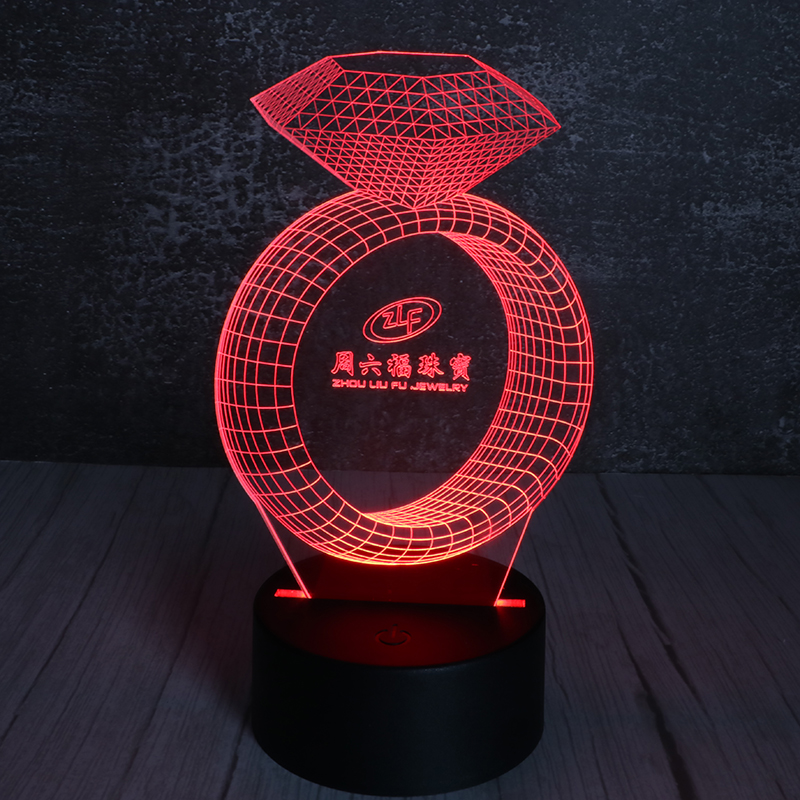 3d創（chuàng）意小夜燈led亞克（kè）力小夜燈創意立體小夜燈鑽戒廠家定製